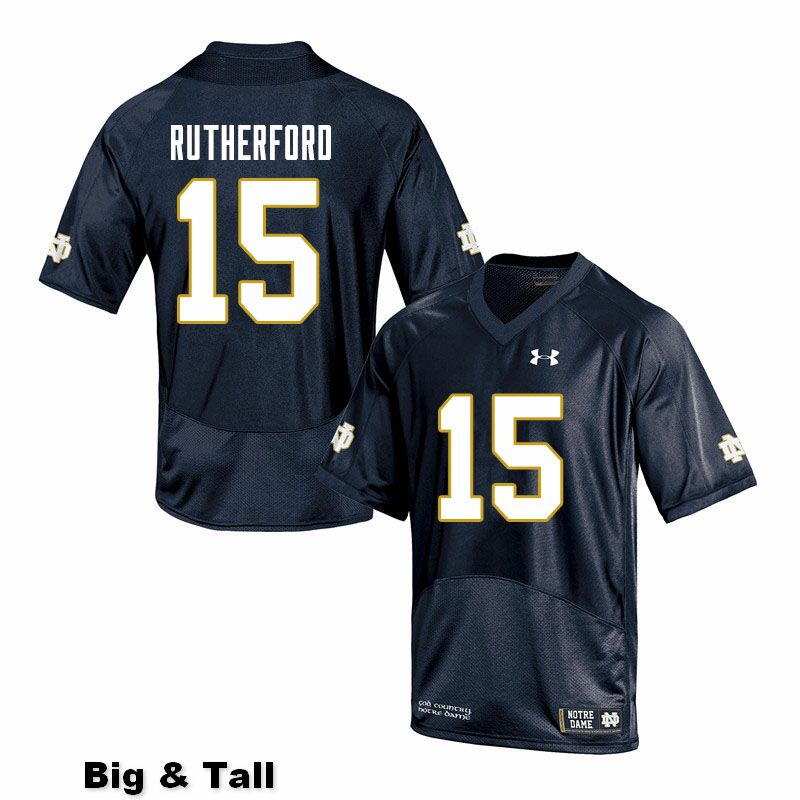 Men's NCAA Notre Dame Fighting Irish #15 Isaiah Rutherford Stitched College Under Armour Authentic Navy Big & Tall Football Jersey ZS10Y14JB